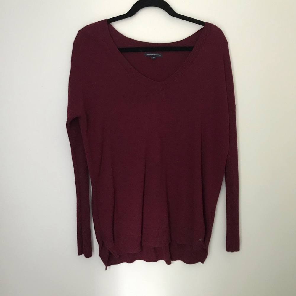American Eagle Red Maroon Long Sleeve Sweater